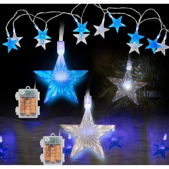 String Light  2 10ft String New 40 LED Lights SCS Direct Stars Blue White - Picture 6 of 7